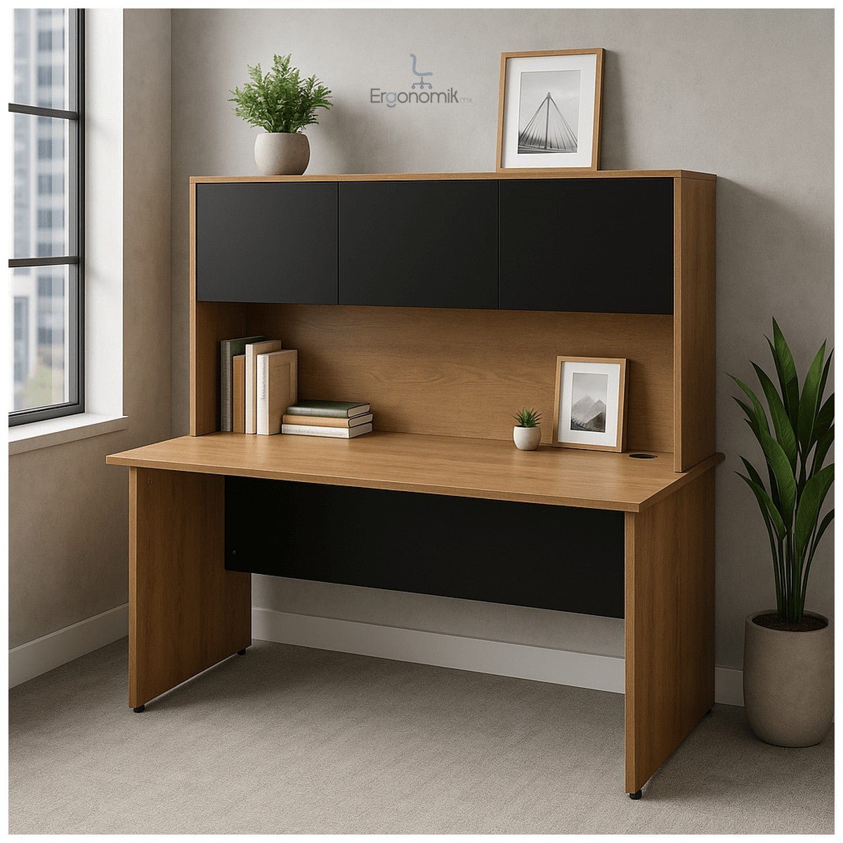 Librero sobre Credenza con Puerta 112 x 85 cm - Ergonomik credenza OFIK