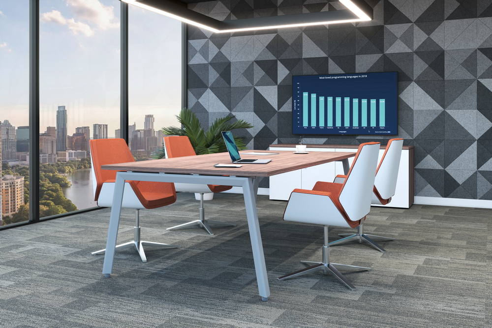 Detalle de los pies Mesa de Juntas Alpha