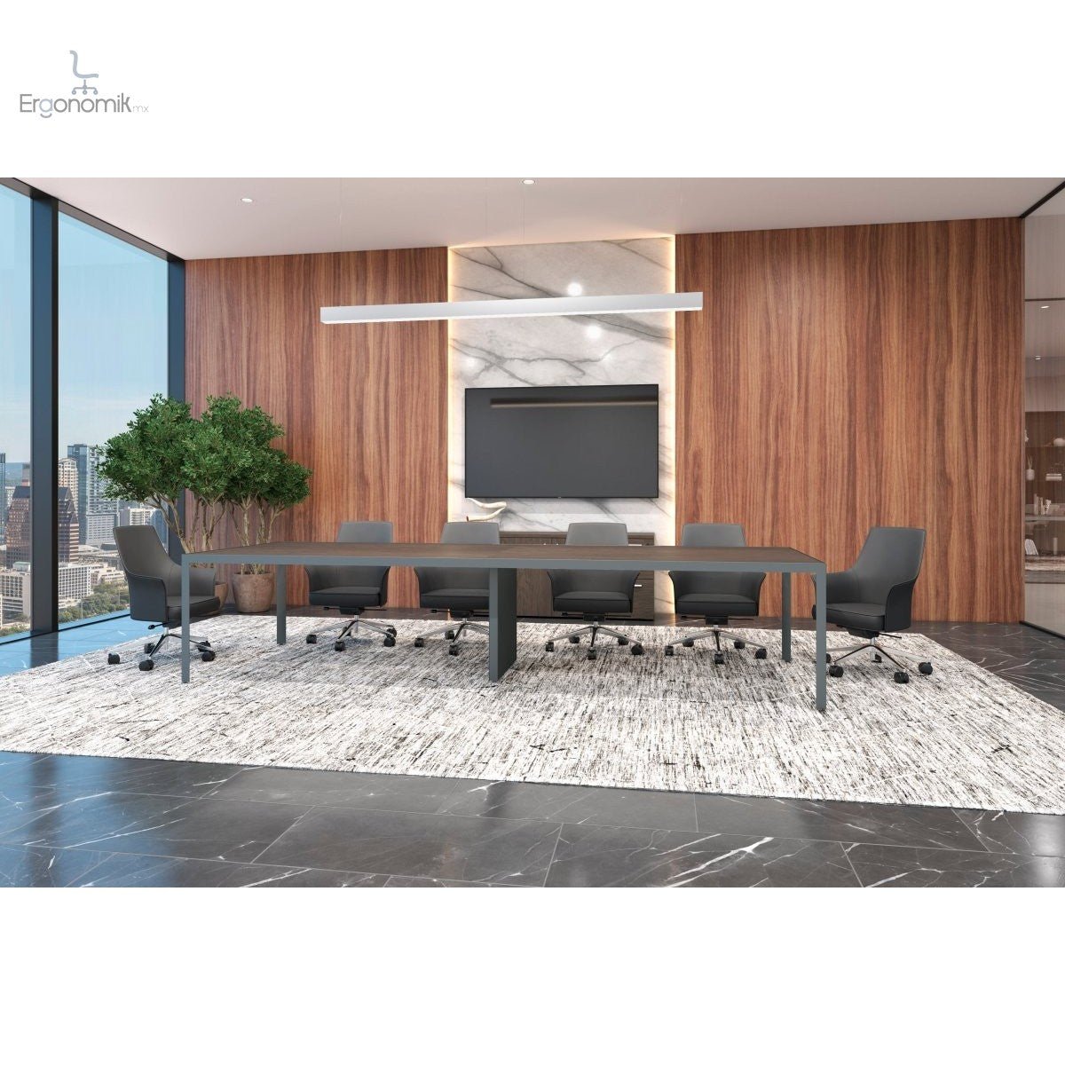Mesa de Consejo Studio Electrificable Melamina - Ergonomik mesa de juntas Office Class