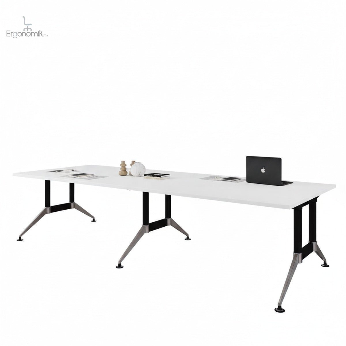 Mesa de Consejo Tech B Chrome Rectangular 3.60 x 1.20 m - Ergonomik mesa de juntas Office Class