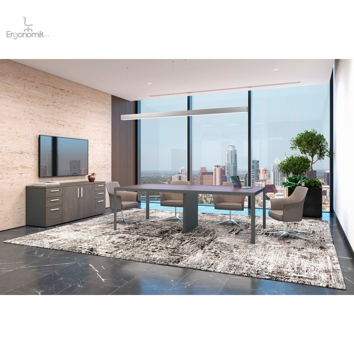 Mesa de Juntas Studio Electrificable Madera - Ergonomik mesa de juntas Office Class