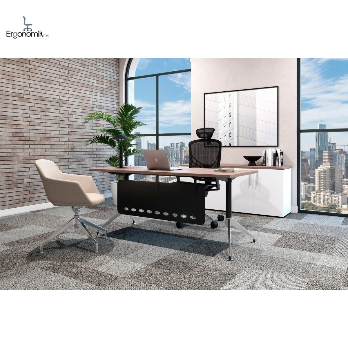 Mesa Ejecutiva Tech B Chrome 1.80 m x 0.80 m - Ergonomik escritorio Office Class