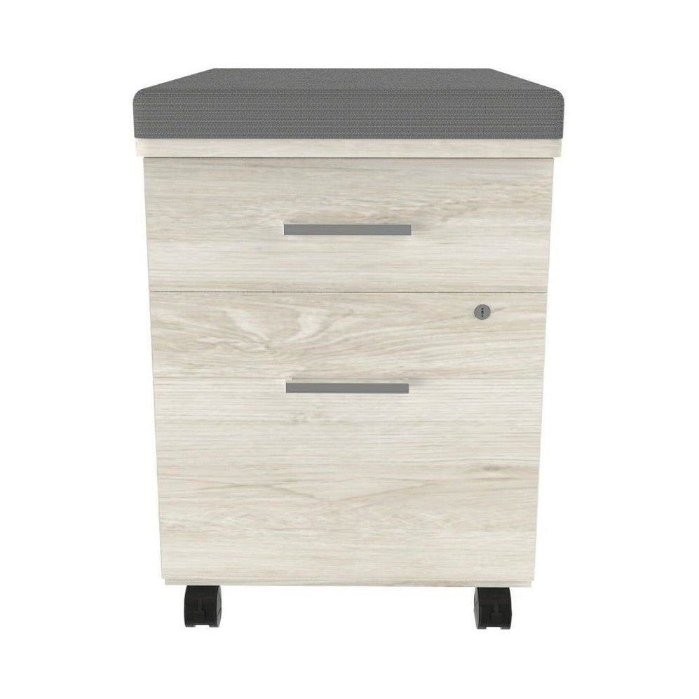 Archivero movil 643 Color Blanco con cerradura y asiento tapizado - Ergonomik archivero OFIK