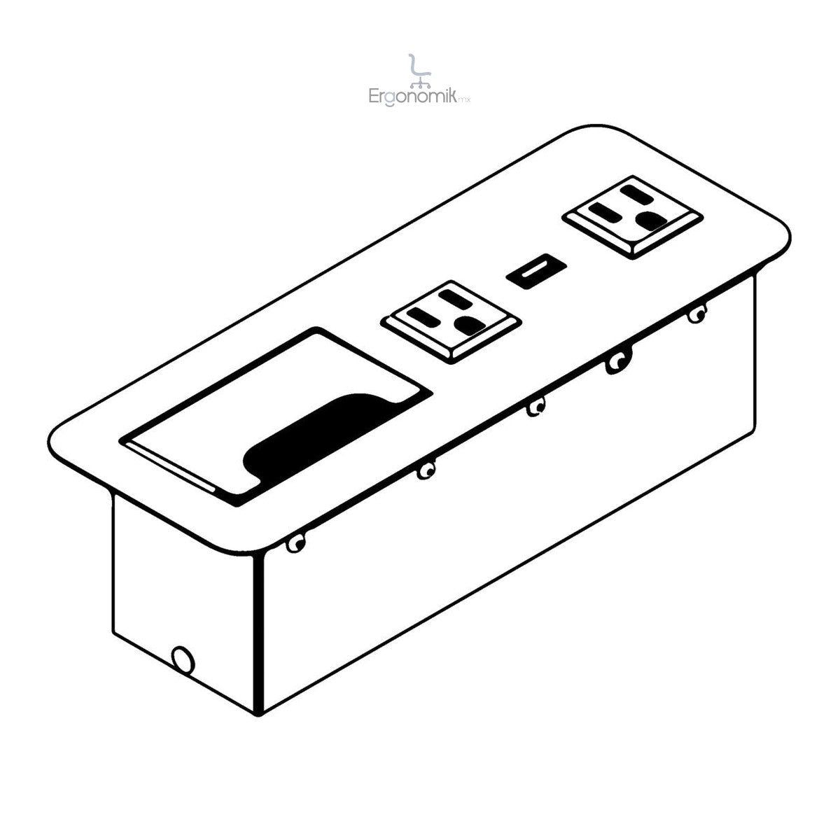 Pasacables Bari con Multicontacto — LUMBRO - Ergonomik Pasacables LUMBRO