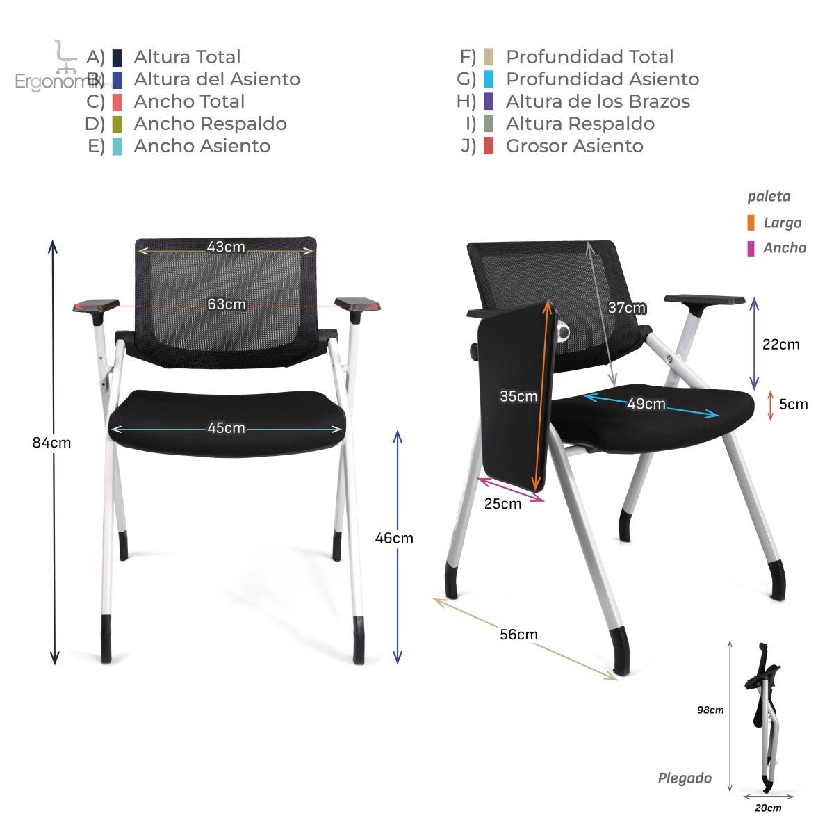 Pupitre Monopoli plegable - Ergonomik banco MEM