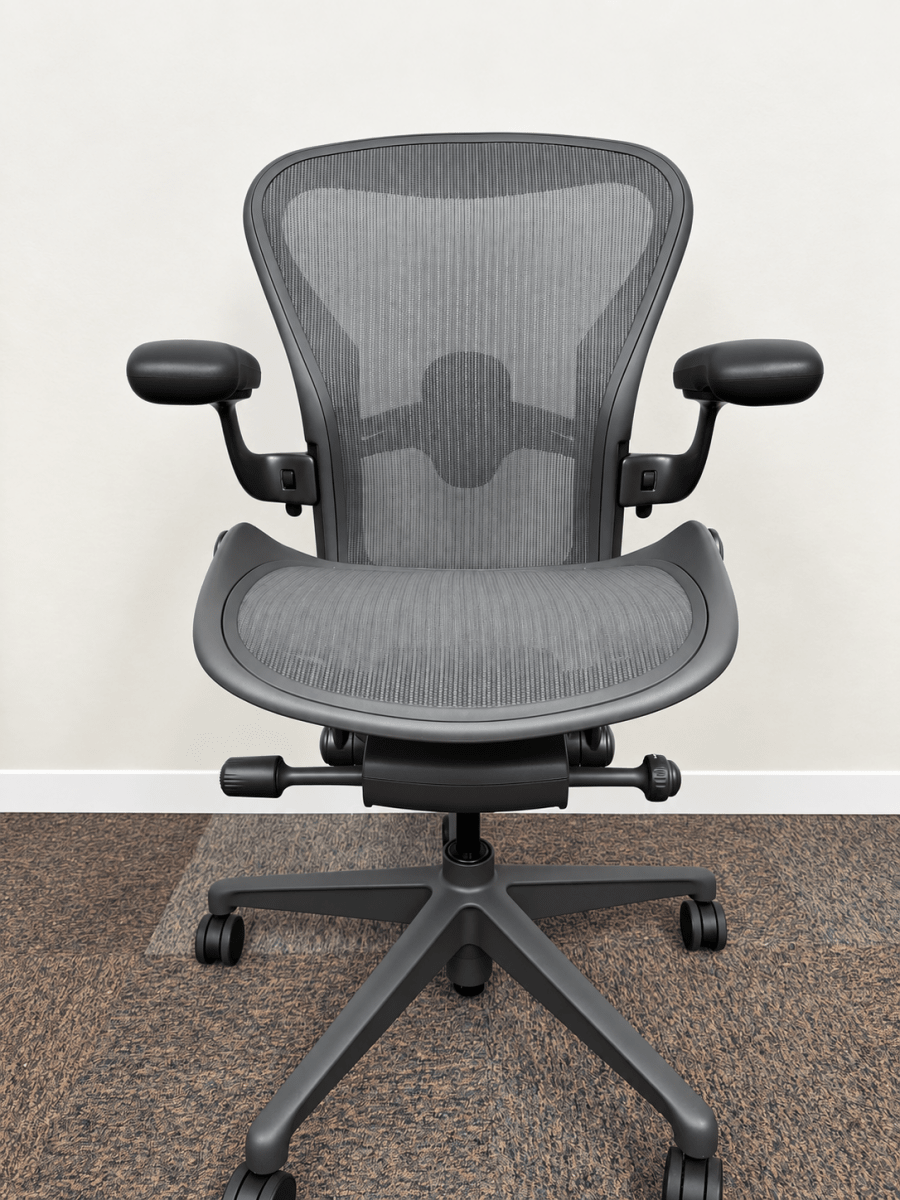 Silla Aeron Herman Miller Talla B Gris Bloqueo Brazos 3D - Ergonomik silla ergonomica Herman Miller