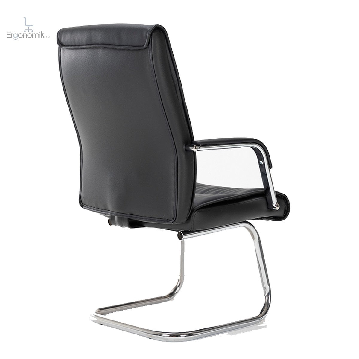 Silla De Visita Magnus Vinipiel Color Negro Base Cromada | Muebles ergonómicos en México | Ergonomik