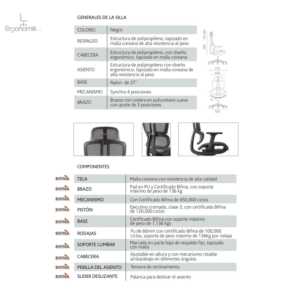 Silla Directiva Montenegro - Ergonomik silla directiva MEM