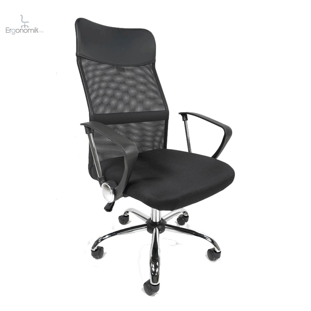 Silla Ejecutiva E103 Mesh Y Tela Color Negro Base Cromada - Ergonomik silla Ofik