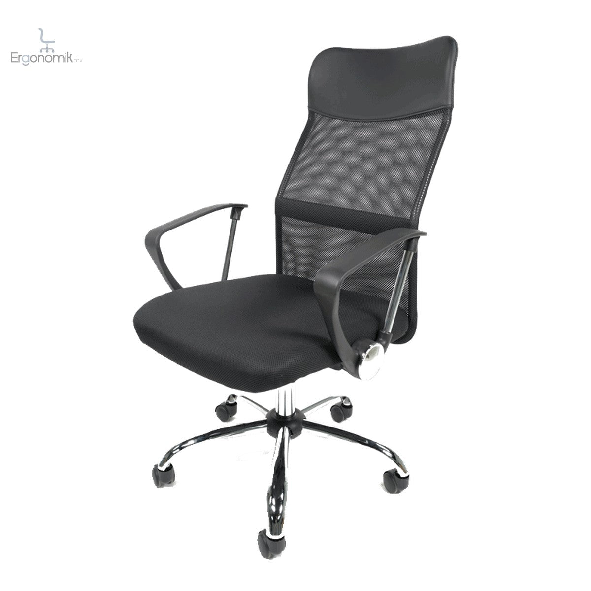 Silla Ejecutiva E103 Mesh Y Tela Color Negro Base Cromada - Ergonomik silla Ofik