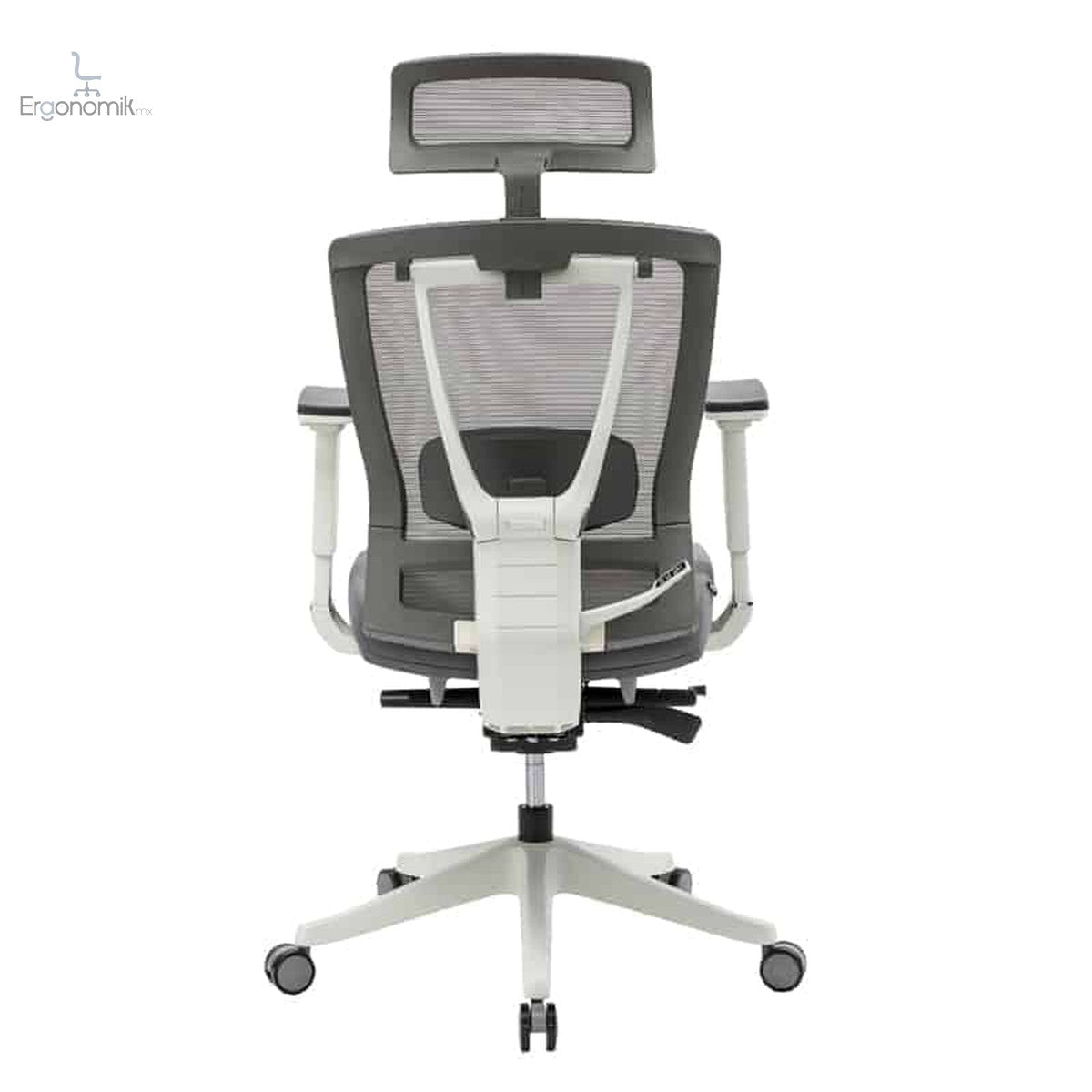 Silla ejecutiva H1 con Reposacabezas Gris Estructura blanca - Ergonomik silla OFIK