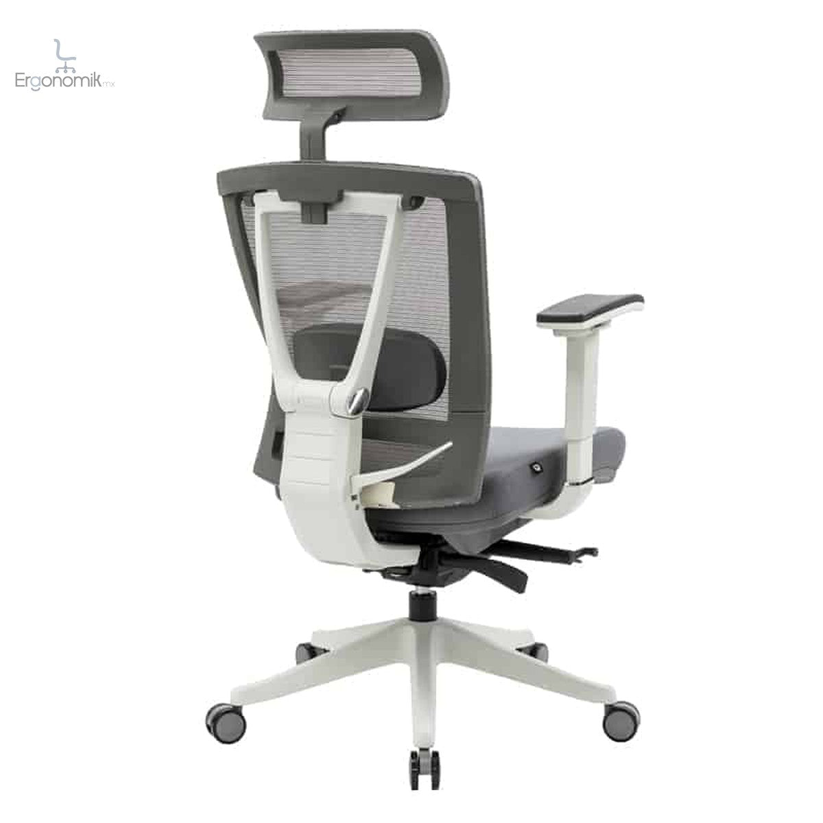 Silla ejecutiva H1 con Reposacabezas Gris Estructura blanca - Ergonomik silla OFIK