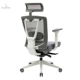 Silla Ejecutiva H1 Gris con Reposacabezas - Estructura Blanca