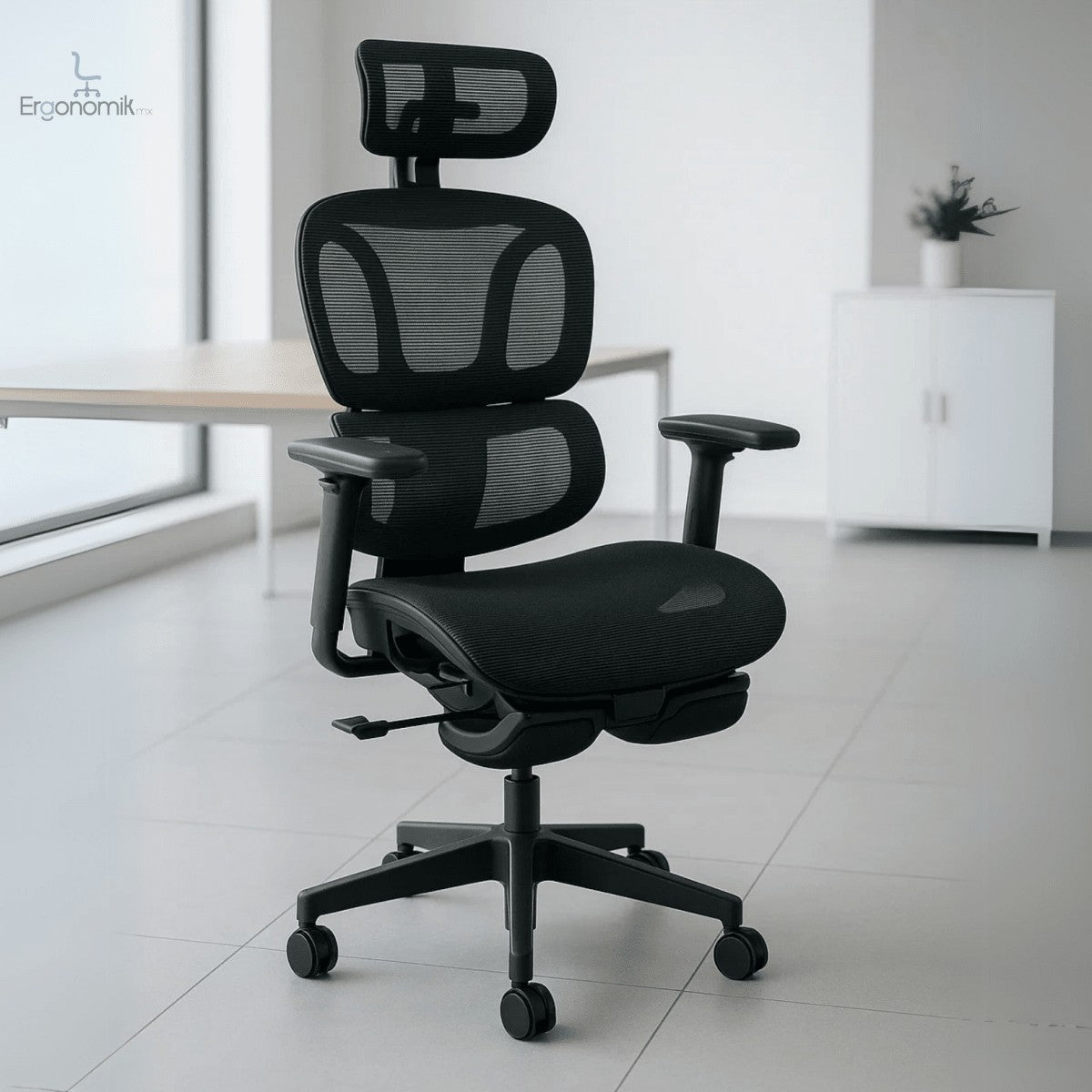 Silla Ejecutiva H10 Con Descansa Pies Y Brazos 3D Mesh Negro - Ergonomik silla ergonomica OFIK
