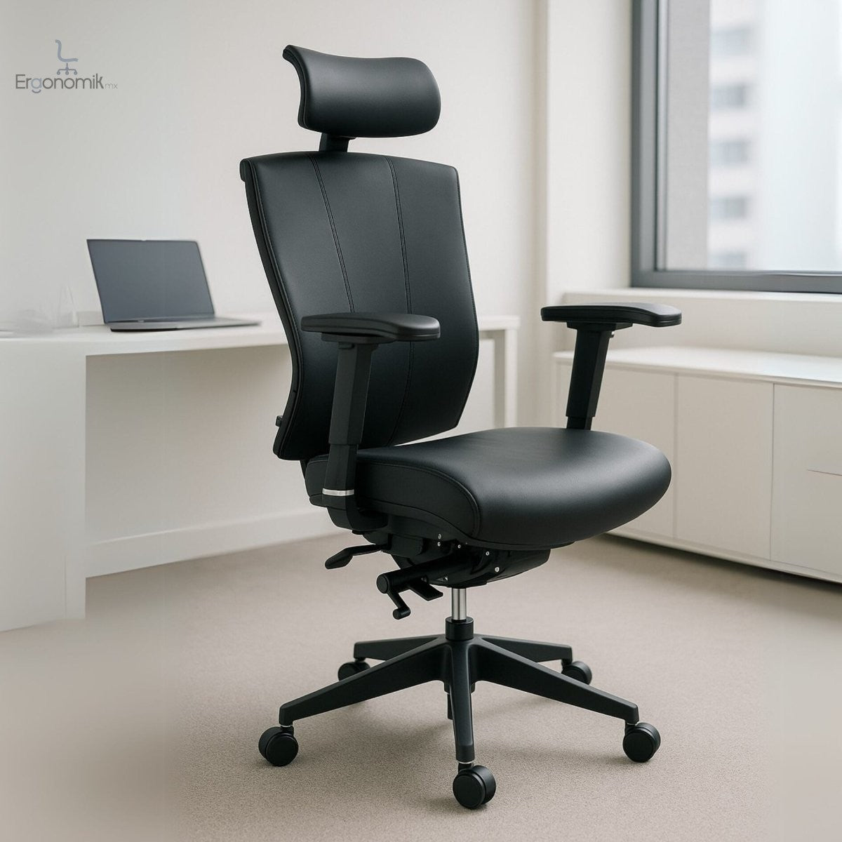 Silla Ejecutiva H1PU Vinipiel Asiento Y Estructura Negro - Ergonomik silla Ofik