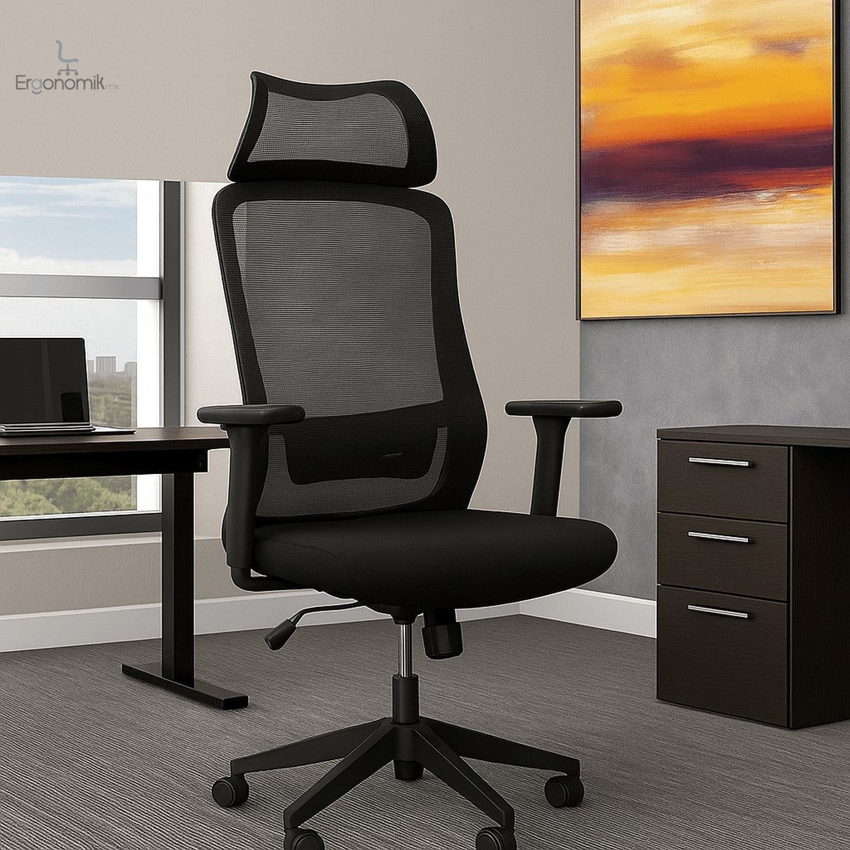 Silla Ejecutiva H7 Mesh Estructura Negro - Ergonomik silla ergonomica OFIK