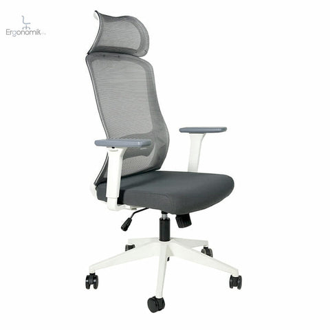 Silla Ejecutiva H7 Mesh Gris Estructura Blanca