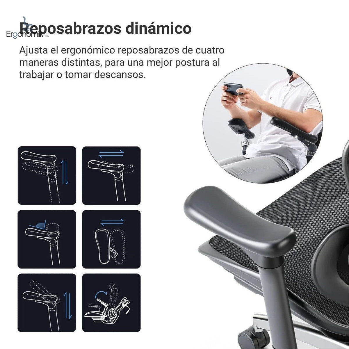 Silla Ejecutiva Multifunciónal S3 Mesh Blanco - Ergonomik silla ejecutiva Ergonomik