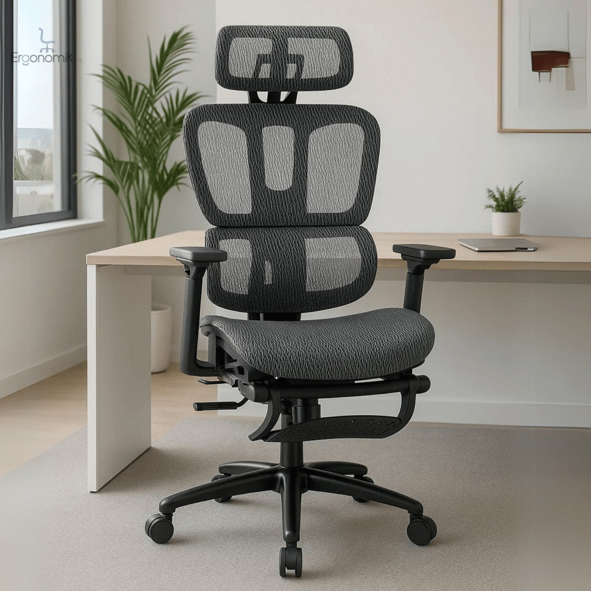 Silla Ejecutiva Nexus en Mesh con descansa Pies Gris - Ergonomik silla ergonomica OFIK
