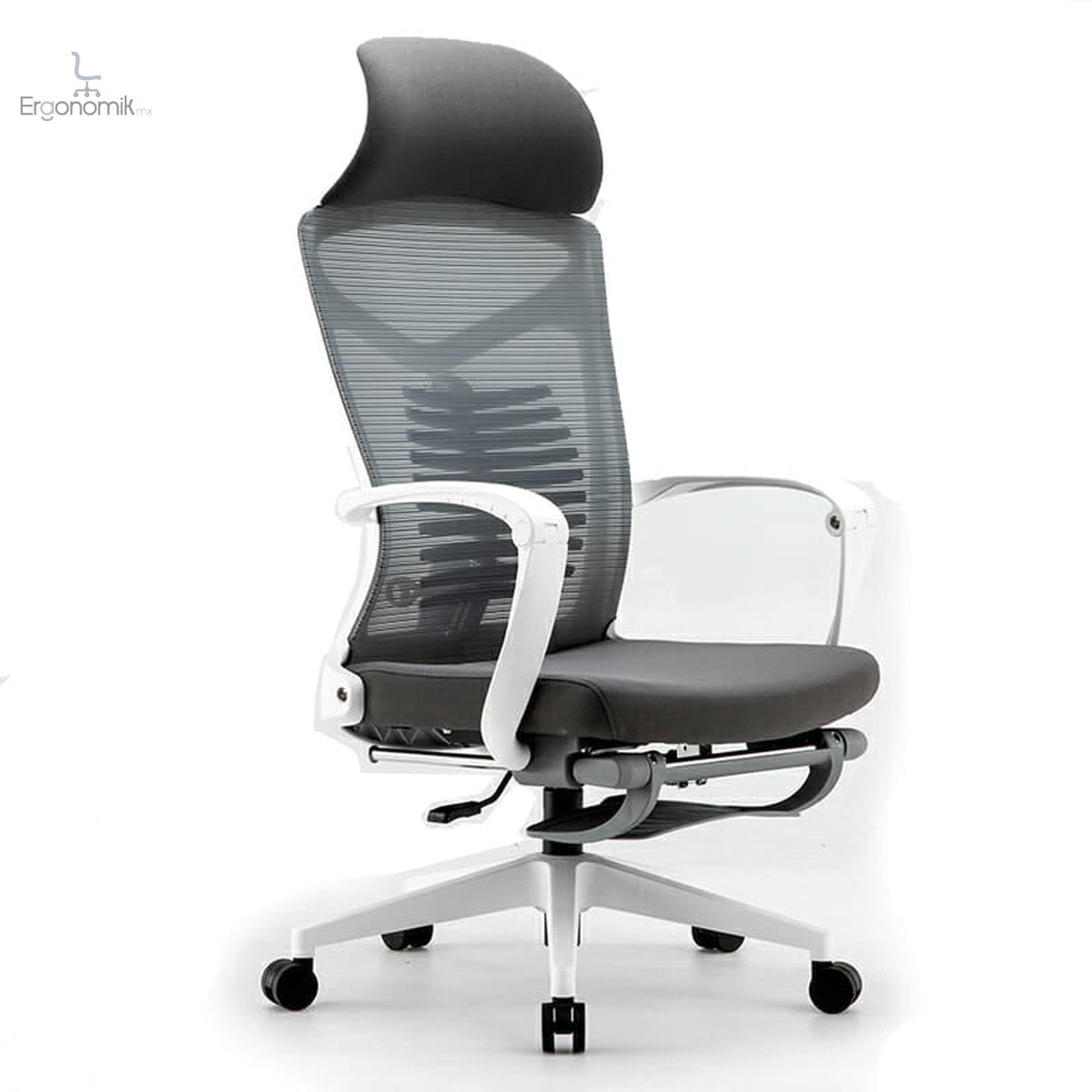 Silla Ejecutiva S81 Con Descansa Pies Color Blanco/Gris - Ergonomik silla ergonomica OFIK