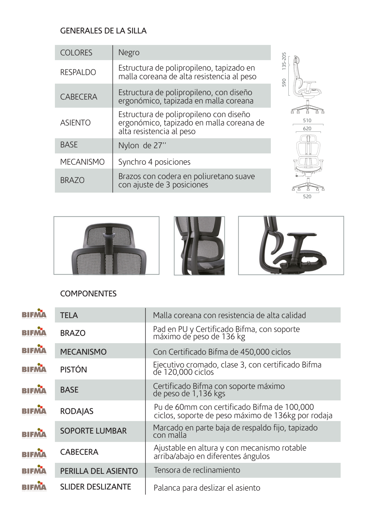 Silla Montenegro en oficina ejecutiva