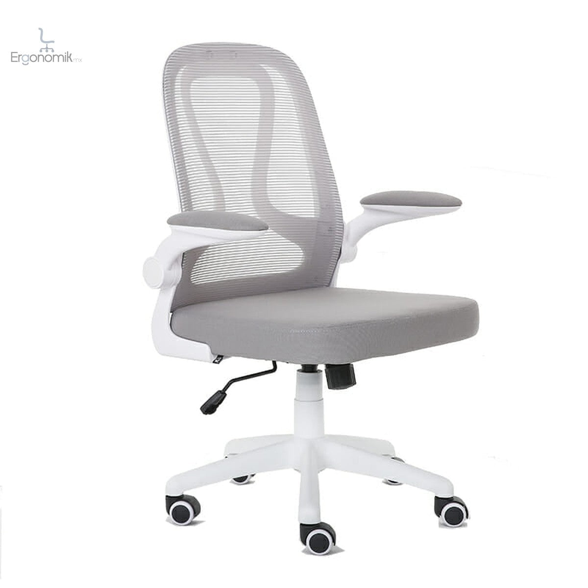 Silla Operativa E107 Mesh Y Tela Color Gris Estructura Blanca - Ergonomik silla ergonomica OFIK