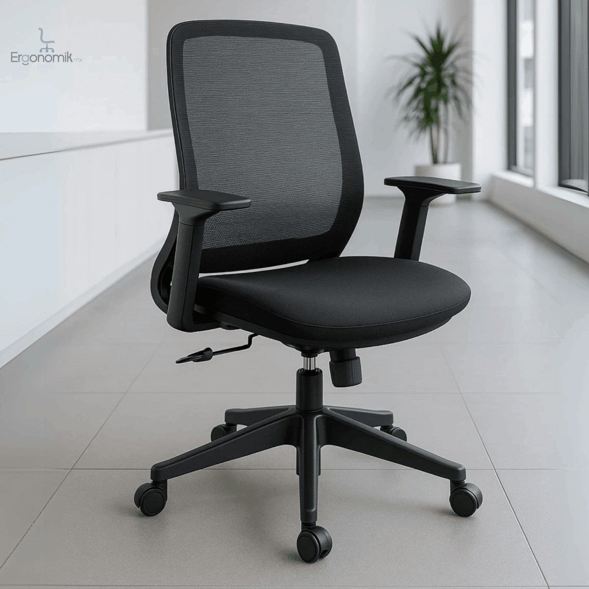 Silla Operativa H11 De Brazos Ajustables Mesh Y Tela Negra - Ergonomik silla de oficina Ofik