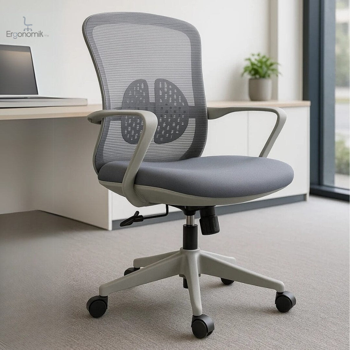 Silla Operativa Organic Mesh Y Tela Gris Estructura Gris - Ergonomik silla de oficina Ofik