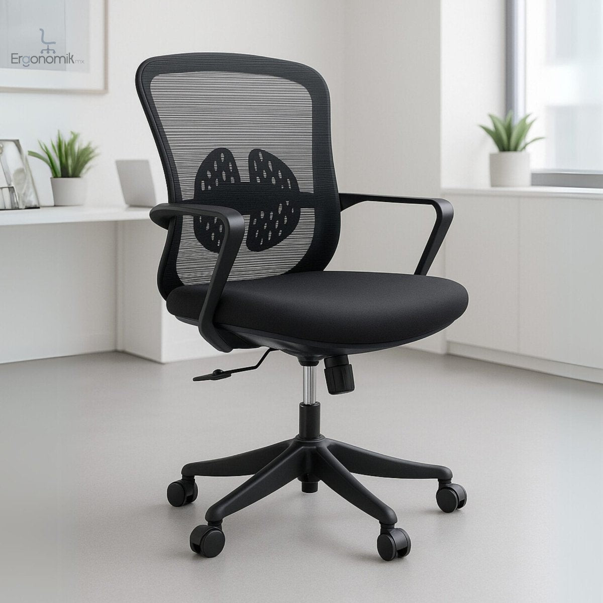 Silla Operativa Organic Mesh Y Tela Negra Estructura Negra - Ergonomik silla de oficina Ofik