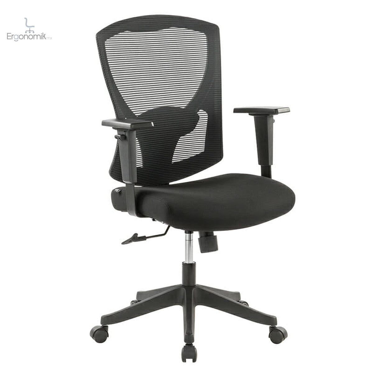 Silla Semi - Ejecutiva Modelo H5 Mesh Y Tela Negra - Ergonomik Ofik