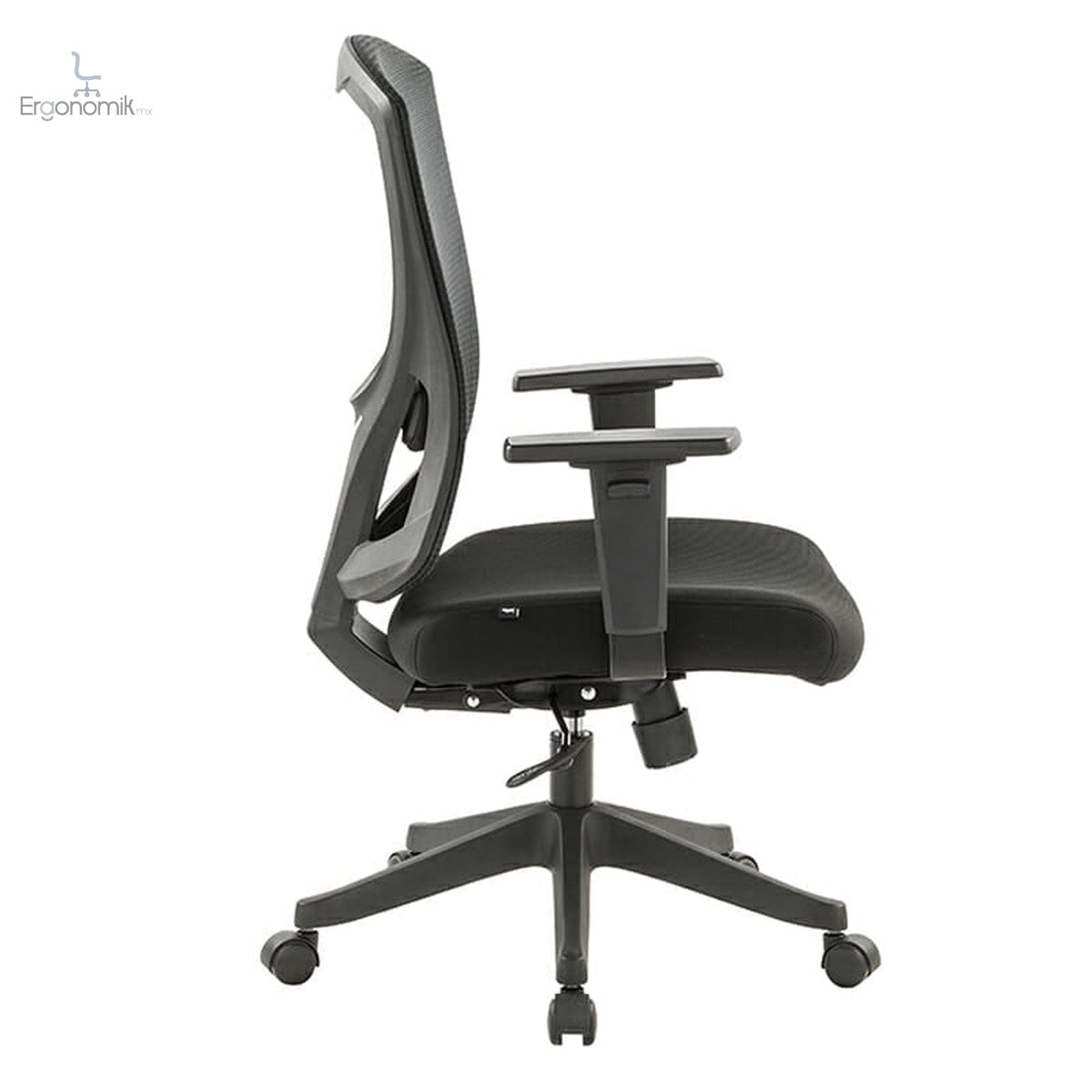 Silla Semi - Ejecutiva Modelo H5 Mesh Y Tela Negra - Ergonomik Ofik