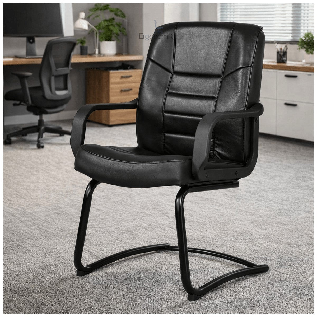 Silla Visita Alfaro Vinipiel y Base de Trineo - Ergonomik pieza OFIK