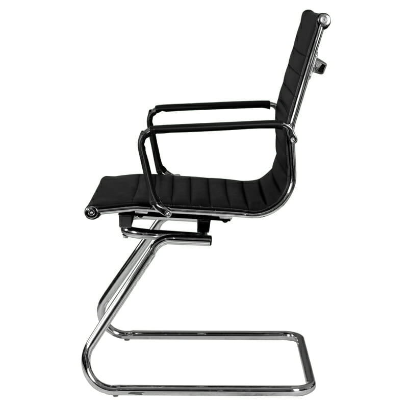 Silla Visita Trineo Vista Vinipiel Negra 1V - Ergonomik silla Ofik