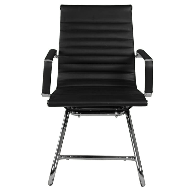 Silla Visita Trineo Vista Vinipiel Negra 1V - Ergonomik silla Ofik