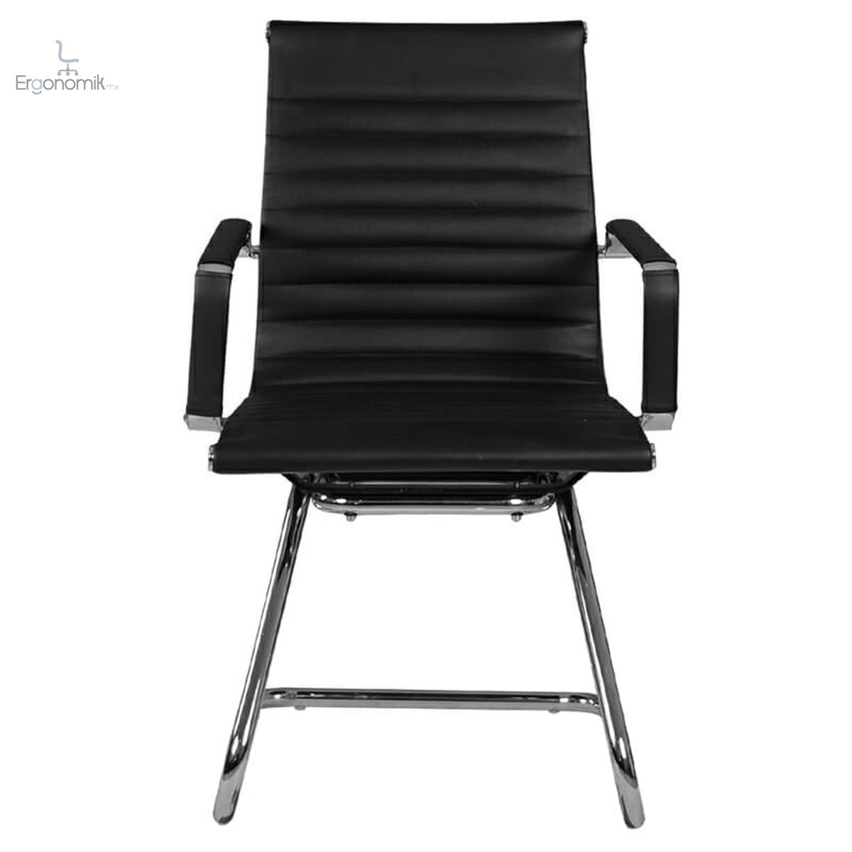 Silla Visita Trineo Vista Vinipiel Negra 1V - Ergonomik silla Ofik