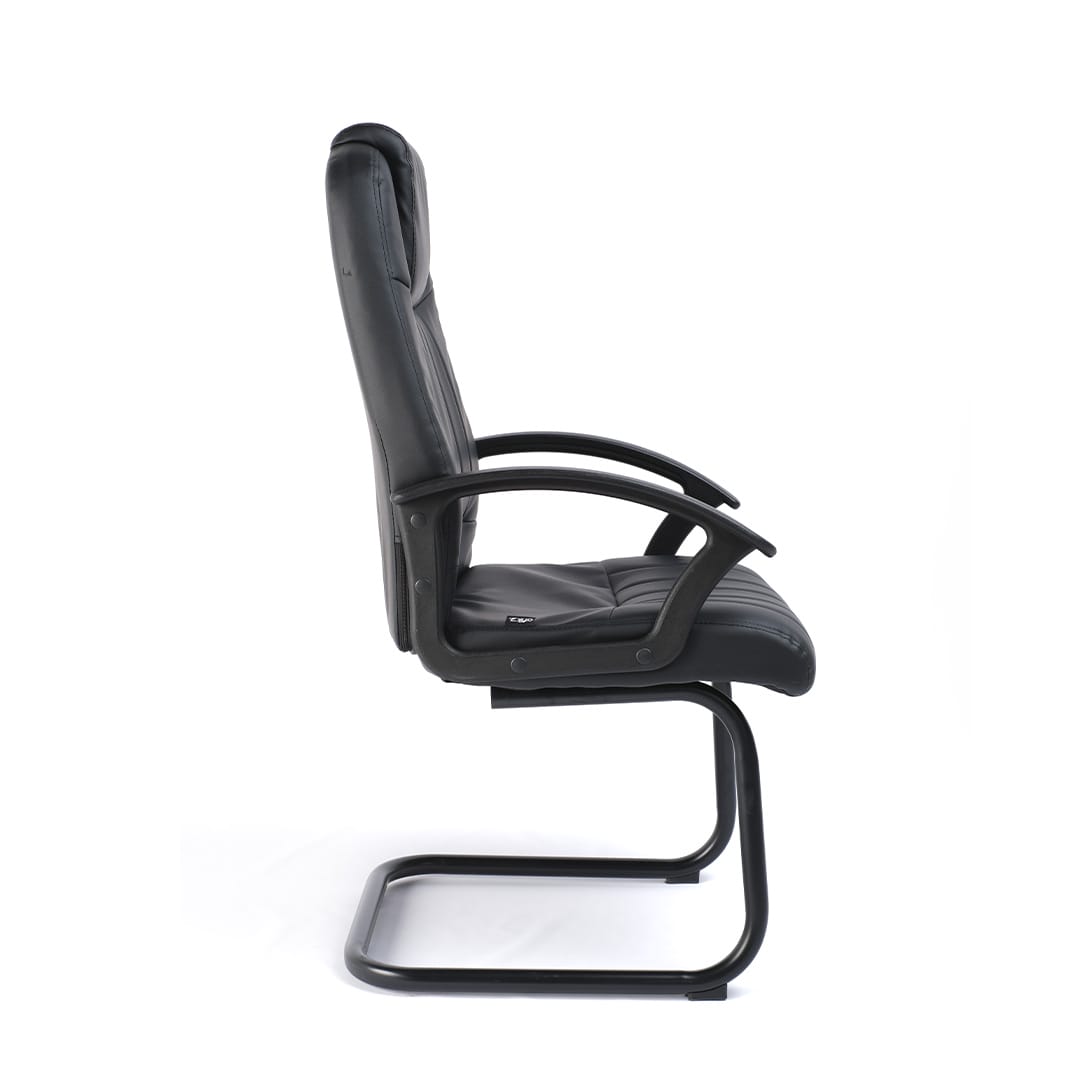 Sillón Visita Alfa Vinipiel Negro vista lateral