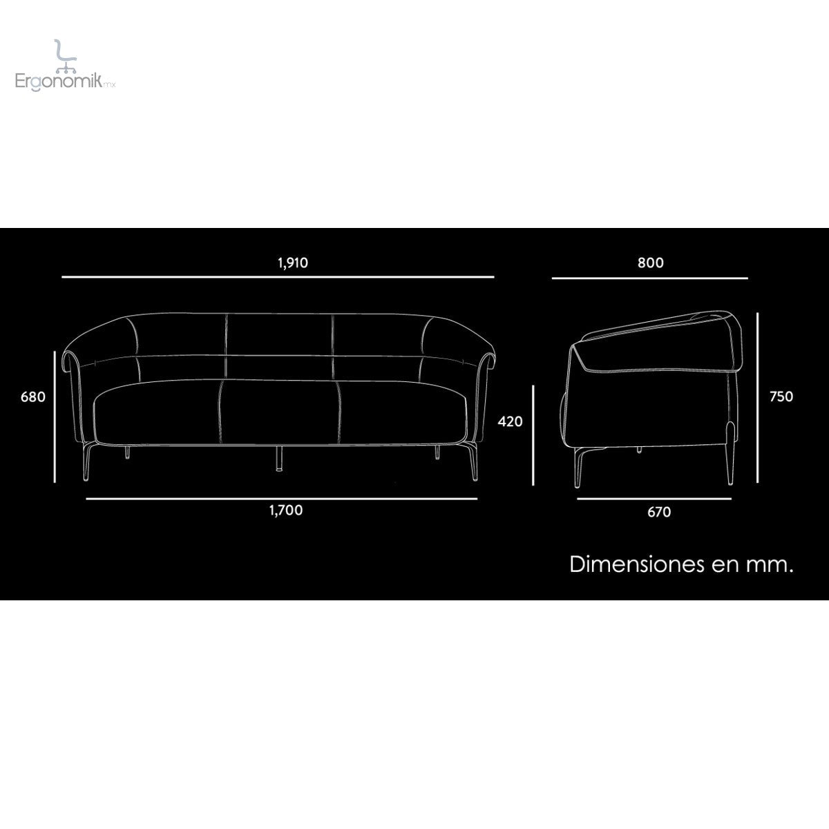 Sillón Amelia Loveseat - Ergonomik silla visita OFFIHO