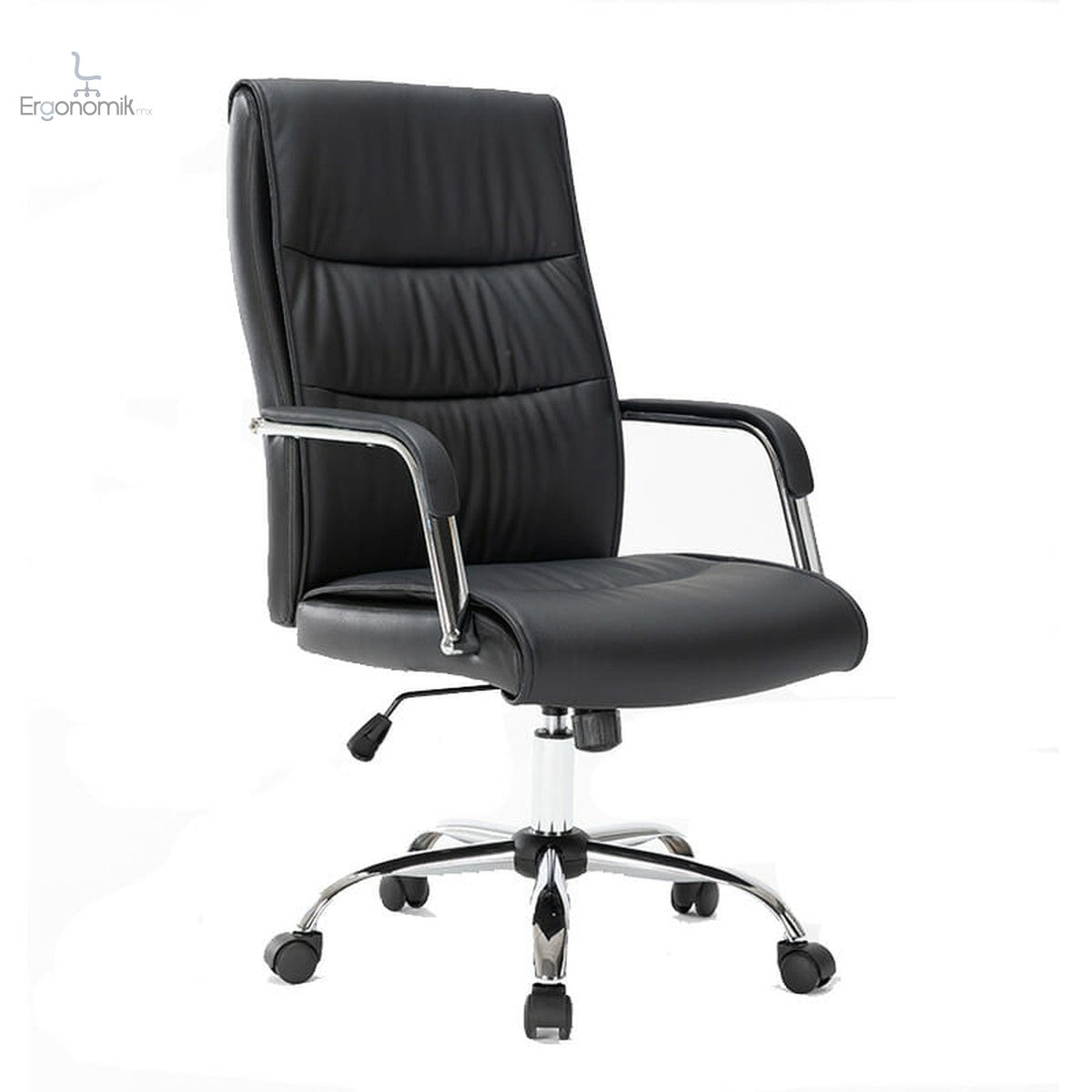 Sillón Ejecutivo Magnus Piel Color Negro Base Cromada | Muebles ergonómicos en México | Ergonomik