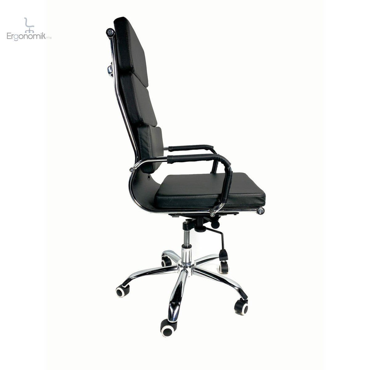 Sillón Ejecutivo Vista Plus Vinipiel Negro Base Cromada (3624) | Muebles ergonómicos en México | Ergonomik