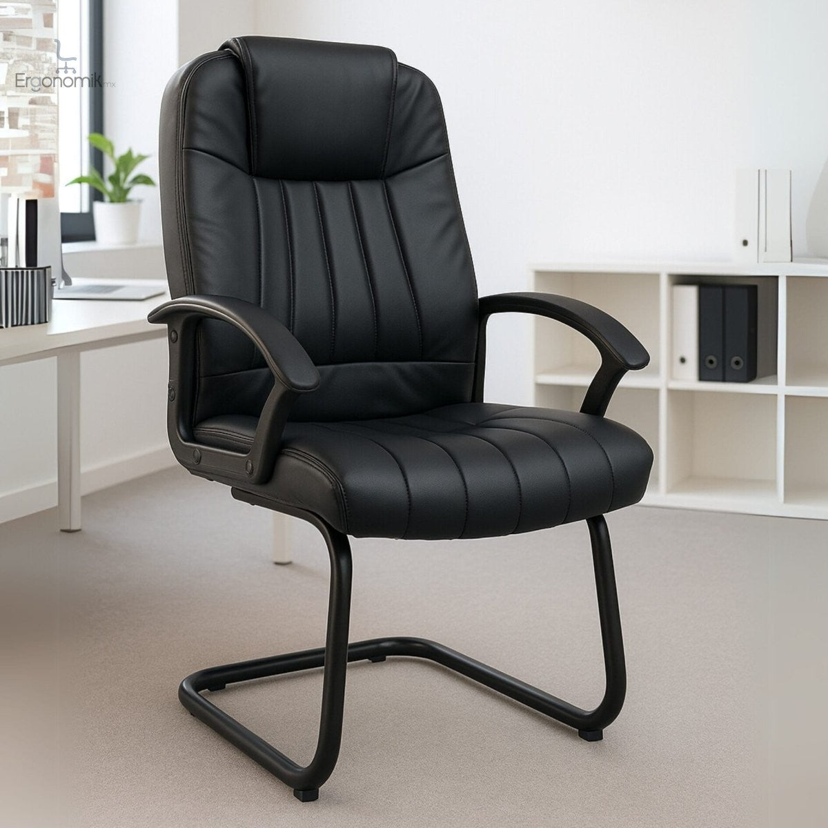 Sillón Visita Alfa Vinipiel Color Negro - Ergonomik silla ergonomica OFIK