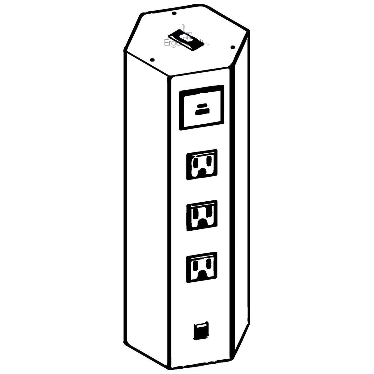 Torre de Conectividad Hexagonal 9 Contactos — LUMBRO - Ergonomik Torre de conectividad LUMBRO