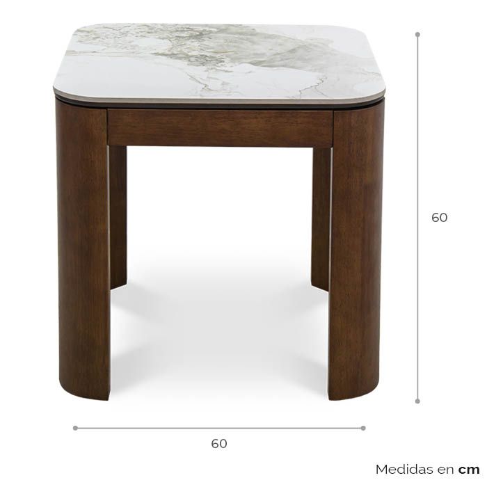 Mesa Lateral Luner Piedra gris / Nogal