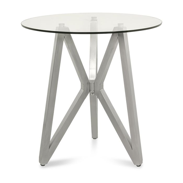 Mesa Lateral Lumit Vidrio / Plateado