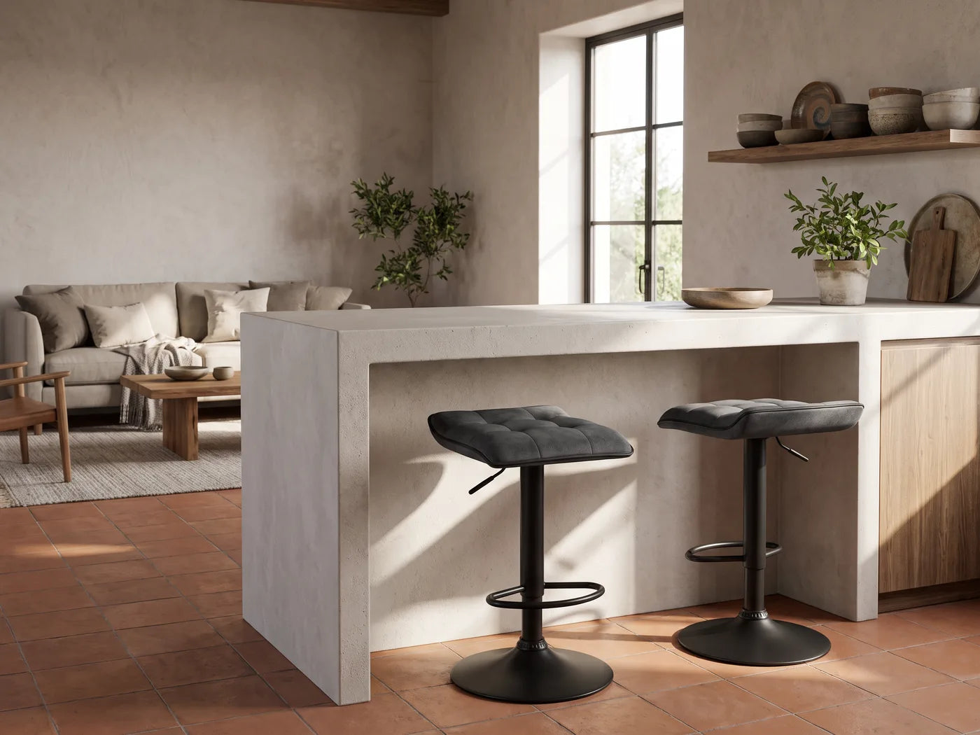 Cocina abierta con dos bancos, variación 1