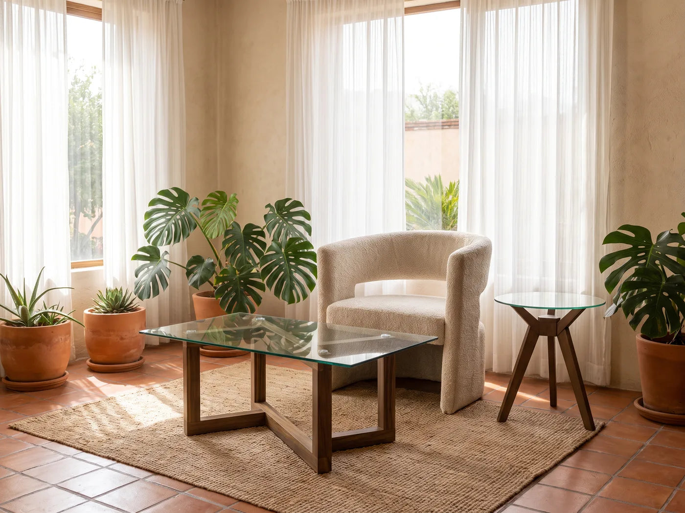Sala luminosa con sofá claro, variación 1