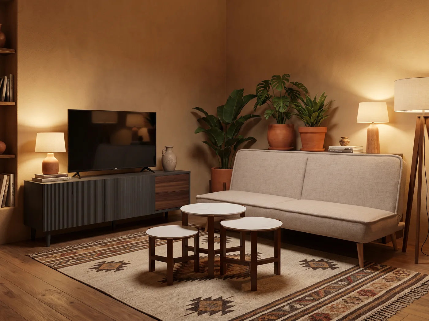 Sala de TV con mesas nido, variación 2