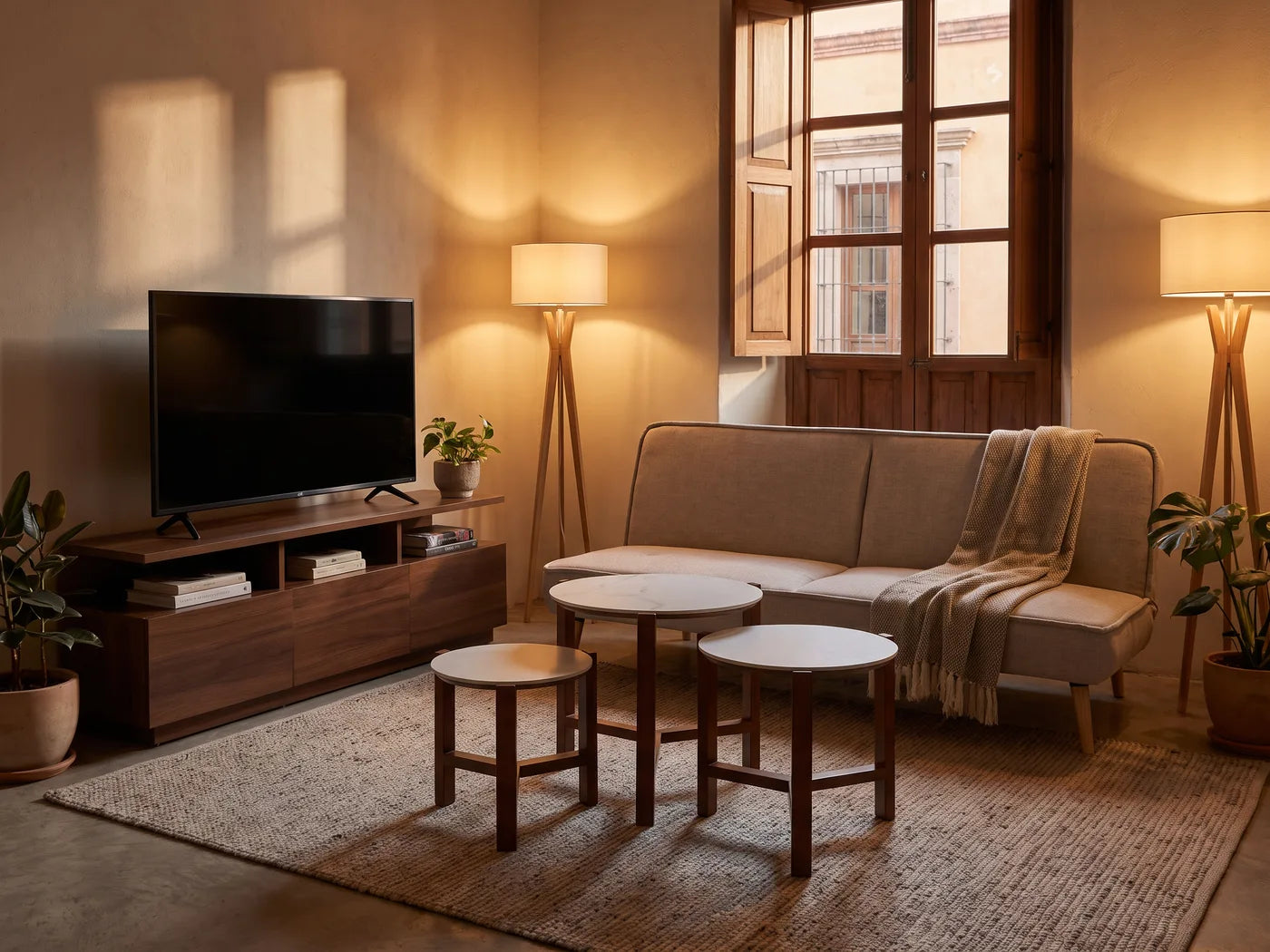 Sala de TV con mesas nido, variación 3