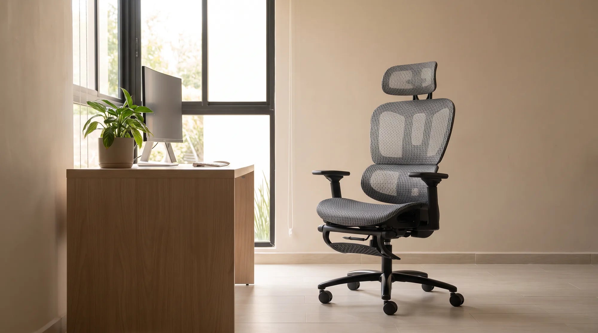 Silla Ejecutiva Nexus Mesh Gris con Descansapiés